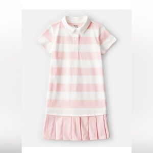 Kid Striped Rugby Pleated Dress - Pink/White Size 5 NWOT